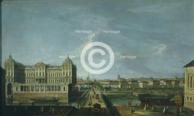 View of the Nevsky Prospekt and the Anichkov Palace, Second Half of the 18th cen.. Artist: Anonymous  
