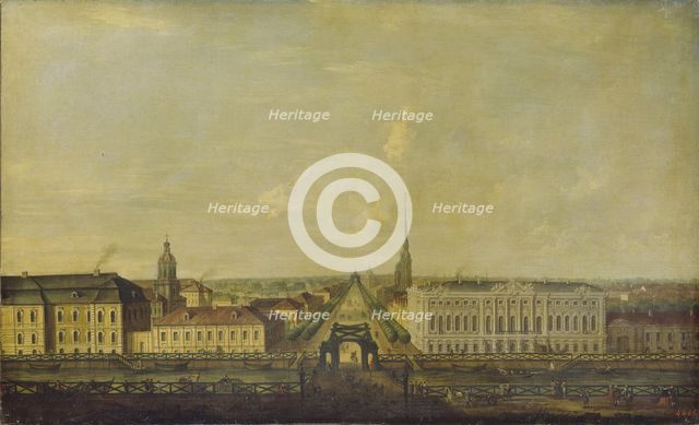 View of the Nevsky Prospekt from the Police Bridge with the Stroganov Palace, Second Half of the 18th cen.. Artist: Anonymous  