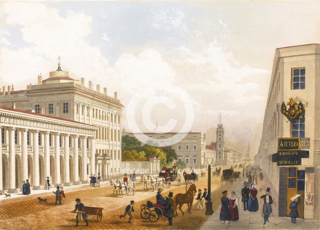 View of the Nevsky Prospekt in Saint Petersburg. Artist: Charlemagne, Jules (19th century)