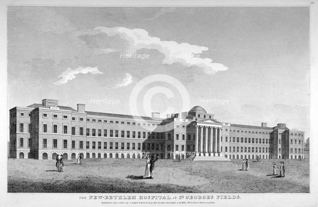 View of the new Bethlem Hospital, St George's Field, Southwark, London, 1814.       Artist: Anon