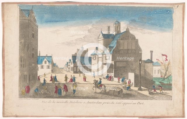 View of the new bridge and Paalhuis on the IJ in Amsterdam, 1700-1799. Creator: Anon.