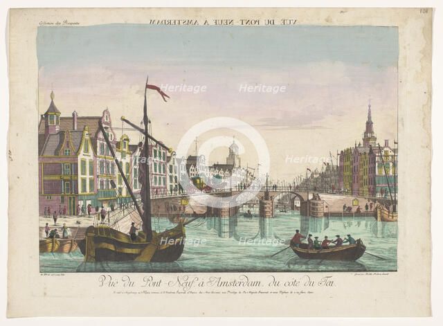 View of the new bridge over the Amstel in Amsterdam, 1755-1779. Creator: Johann Friedrich Leizelt.