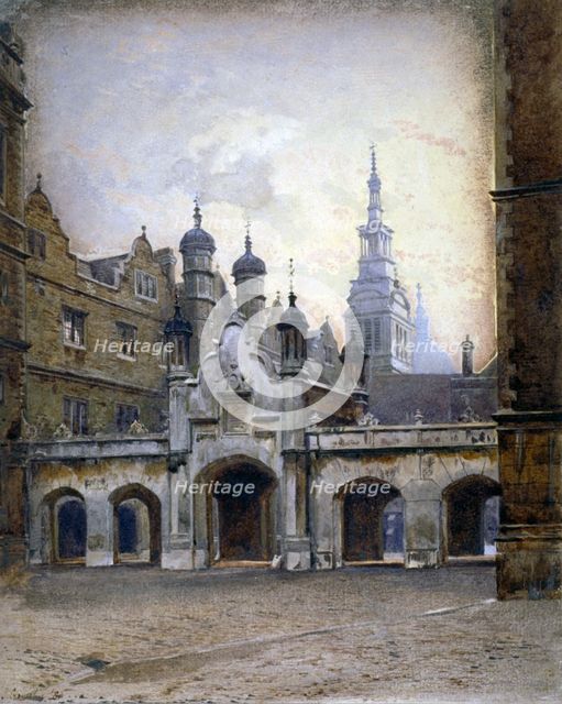 View of the new cloister in Christ's Hospital, Newgate Street, City of London, 1880. Artist: John Crowther