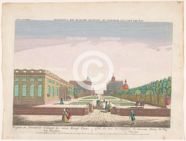 View of the New Palace in Potsdam seen from the garden, 1755-1779. Creator: Johann Anton Riedel.
