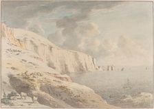 View of the Needles, and White Cliffs Taken from Allum Bay, Isle of Wight, 1772/1781. Creator: Anthony Devis