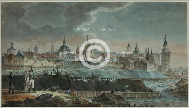 View of the Neglinnaya River and Kitay-gorod from the Petrovsky Square, 1790s. Artist: Quarenghi, Giacomo Antonio Domenico (1744-1817)