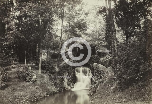 View of the Small Grotto toward the Deer Pond, Bois de Boulogne, 1858. Creator: Charles Marville (French, 1816-1879).