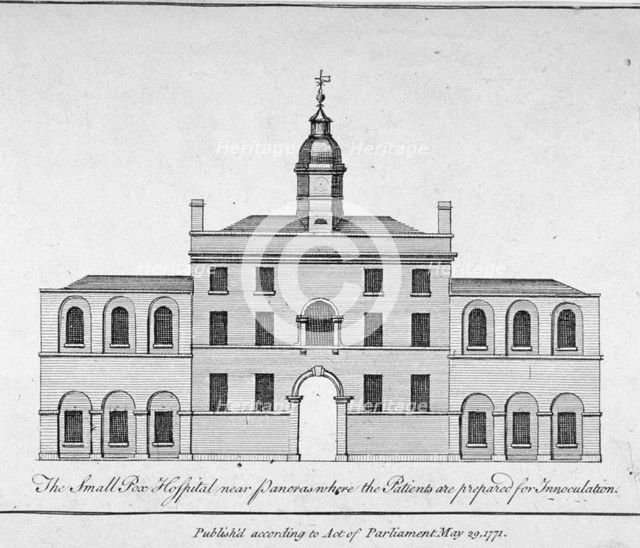 View of the smallpox hospital at Battle Bridge, London, 1771. Artist: Anon