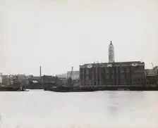 View of the South Bank between Blackfriars and Waterloo showing the Oxo Tower, London, 1935