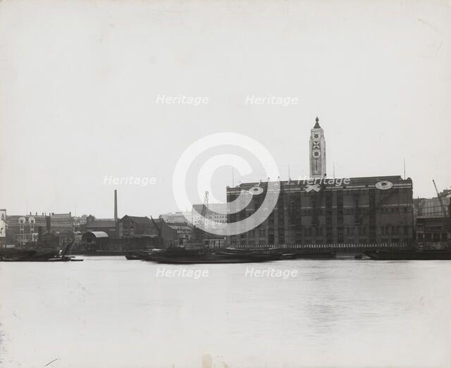 View of the South Bank between Blackfriars and Waterloo showing the Oxo Tower, London, 1935. Artist: Unknown