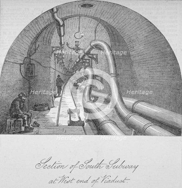 View of the south subway at the west end of Holborn Viaduct, City of London, 1871. Artist: Anon