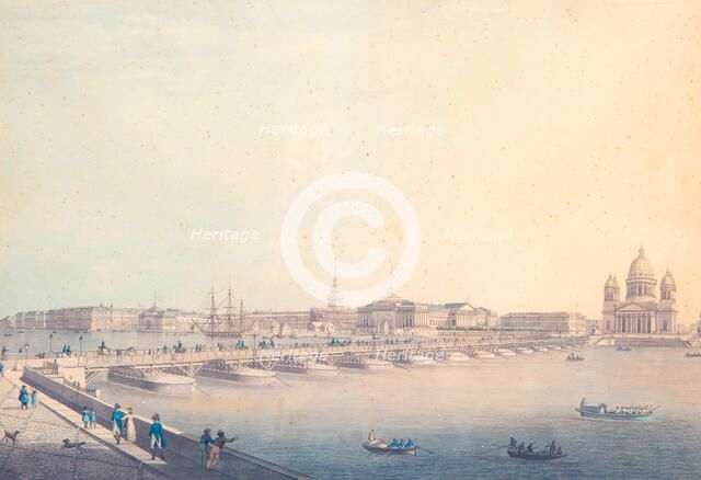 View of the Saint Isaac's Bridge in Petersburg, before 1820. Creator: Hammer, Christian Gottlieb (1779-1864).