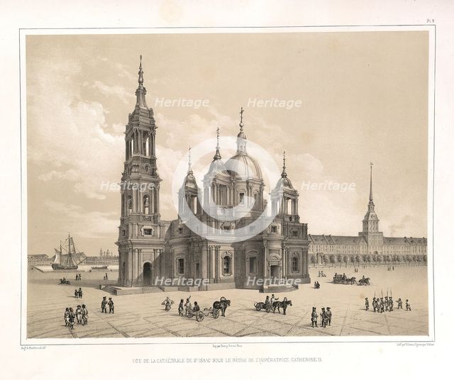View of the Saint Isaac's Cathedral at the Time of Catherine II (From: The Construction of the Saint Isaac's Cathedral), 1845. Artist: Montferrand, Auguste, de (1786-1858)