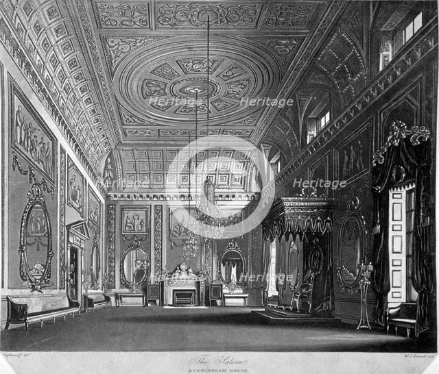 View of the saloon in Buckingham House, Westminster, London, 1819. Artist: William James Bennett