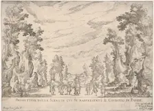 View of the scene in which is represented the Judgment of Paris (Prospettiva della scena i..., 1608. Creator: Remigio Cantagallina