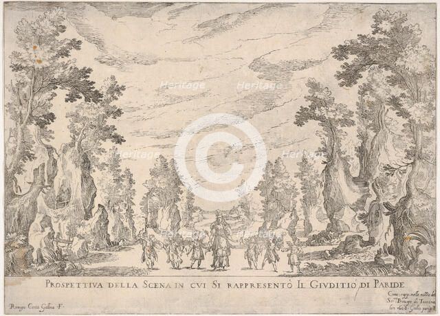 View of the scene in which is represented the Judgment of Paris (Prospettiva della scena i..., 1608. Creator: Remigio Cantagallina.