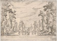 View of the scene in which is represented the Judgment of Paris (Prospettiva della scena i..., 1608. Creator: Remigio Cantagallina