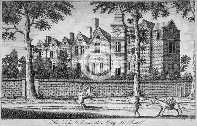 View of the school house at St Marylebone, London, c1780.                                Artist: H Roberts
