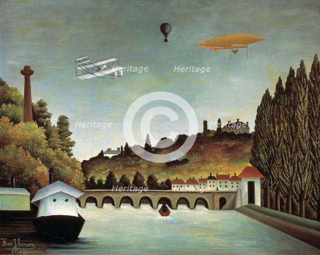 'View of the Sévres Bridge and the Hills of Clamart, Saint-Cloud and Bellevue', 1908. Artist: Henri Rousseau