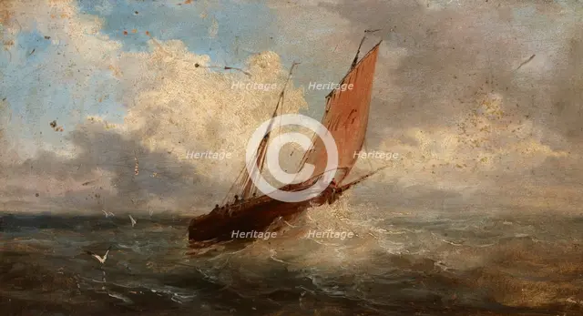 View of the Sea-Boat at the Sea, c1850. Creator: Jules Coignet.