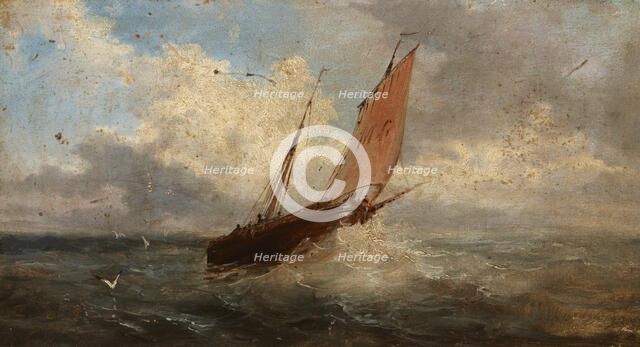 View of the Sea-Boat at the Sea, c1850. Creator: Jules Coignet.