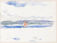 View of the sea with boat (?), 1902. Creator: Carel Nicolaas Storm