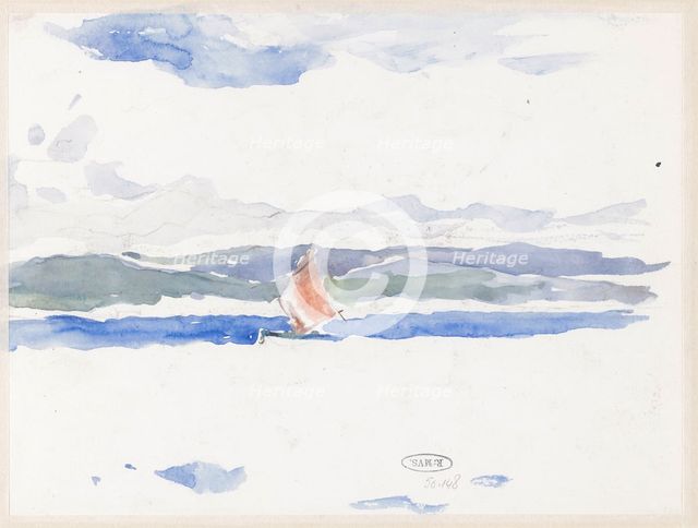View of the sea with boat (?), 1902. Creator: Carel Nicolaas Storm.