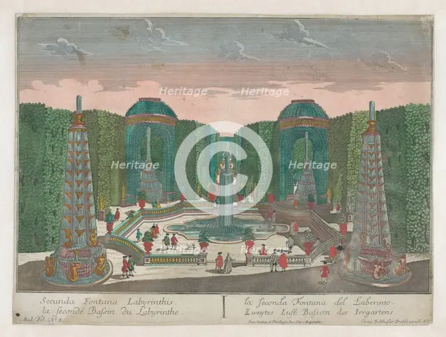 View of the second water basin in the labyrinth of a garden, 1742-1801. Creator: Anon.