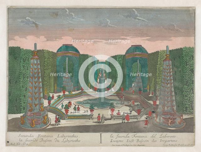 View of the second water basin in the labyrinth of a garden, 1742-1801. Creator: Anon.