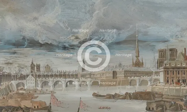View of the Seine from the Pont Rouge. Creators: Johann Wolfgang Baumgartner, Abraham Bosse.