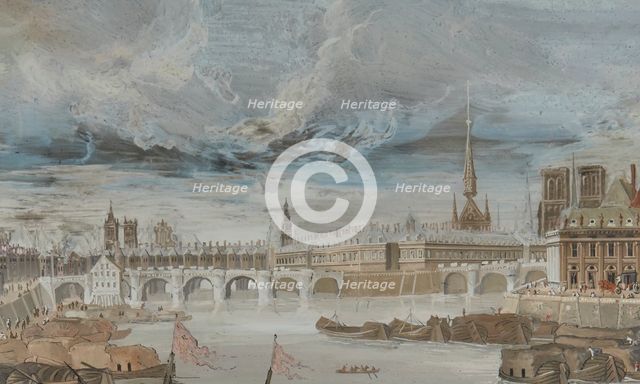 View of the Seine from the Pont Rouge. Creators: Johann Wolfgang Baumgartner, Abraham Bosse.