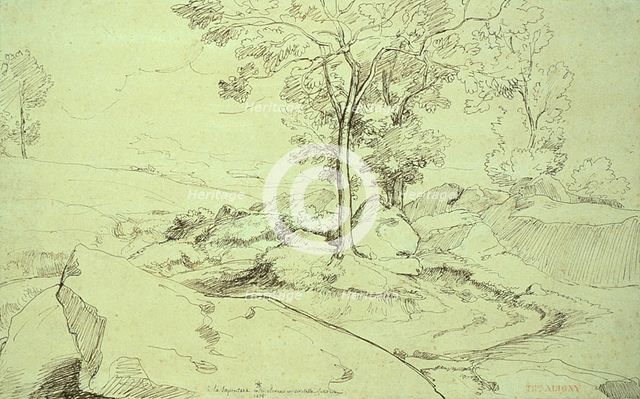 View of the Serpentara Between Olivano and Civitella, 1825. Creator: Theodore Caruelle d'Aligny.