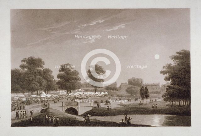 View of the Serpentine and Hyde Park, London, 1814.                                                  Artist: Matthew Dubourg