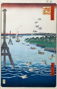 View of the Shiba Coast (One Hundred Famous Views of Edo), 1856-1858. Creator: Hiroshige, Utagawa (1797-1858)