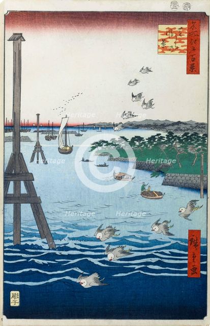 View of the Shiba Coast (One Hundred Famous Views of Edo), 1856-1858.  Creator: Hiroshige, Utagawa (1797-1858).