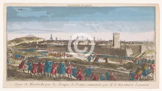 View of the siege of Maastricht by the French in 1748, 1748-1799. Creator: Anon.
