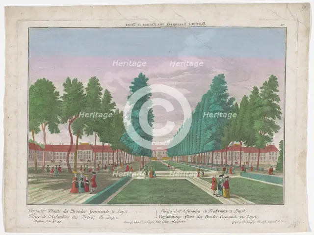 View of the Slot, congregational housing and the Moravian Church in Zeist, 1742-1801. Creator: Anon.