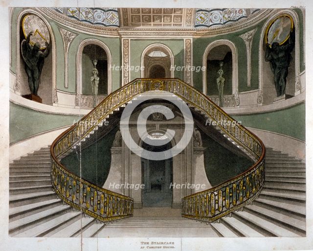 View of the staircase at Carlton House, Westminster, London, c1811. Artist: Anon