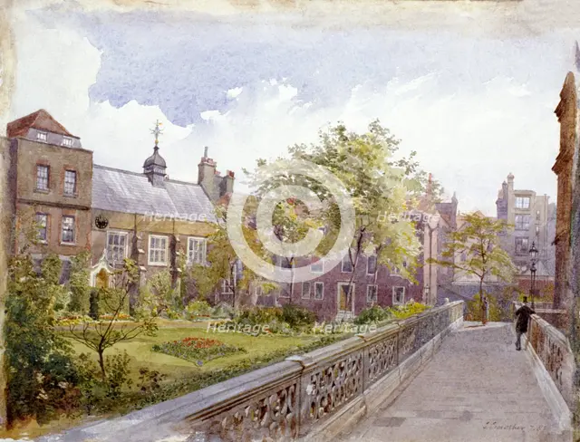View of the Staple Inn and garden, London, 1882. Artist: John Crowther