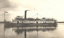 View of the steamship "Petersburg" on the Zeya River, 1909. Creator: Vladimir Ivanovich Fedorov