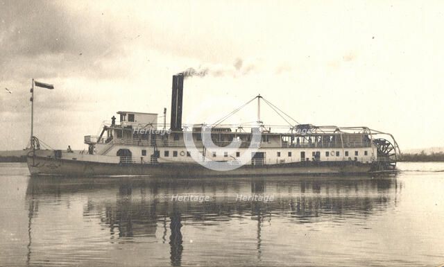 View of the steamship "Petersburg" on the Zeya River, 1909. Creator: Vladimir Ivanovich Fedorov.
