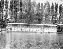 View of the Stella houseboat on the River Thames, Henley-on-Thames, Oxfordshire, c1860-c1922. Artist: Henry Taunt