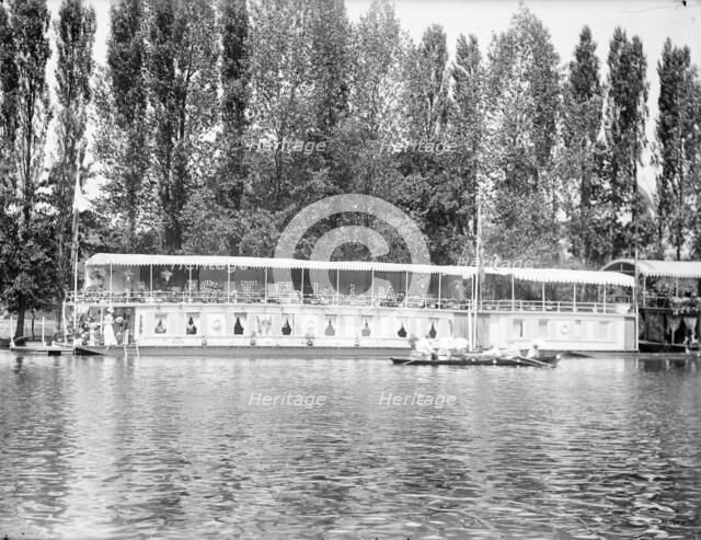 View of the Stella houseboat on the River Thames, Henley-on-Thames, Oxfordshire, c1860-c1922. Artist: Henry Taunt