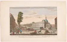 View of the Stock Exchange, Rotterdam; taken from the Gaapers Bridge, 1752. Creator: Anon