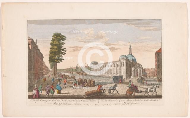 View of the Stock Exchange, Rotterdam; taken from the Gaapers Bridge, 1752. Creator: Anon.