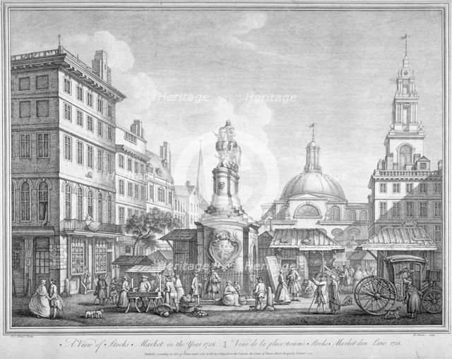 View of the Stocks Market in Poutry, City of London, in the year 1738 (1752). Artist: Henry Fletcher