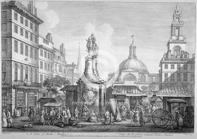 View of the Stocks Market, Poultry, City of London, 1753. Artist: Henry Fletcher