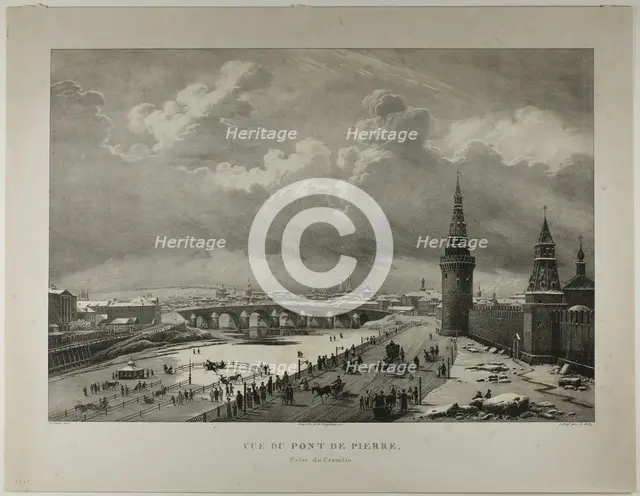 View of the Stone Bridge from the Kremlin, 1833. Creator: Alexis Victor Joly.