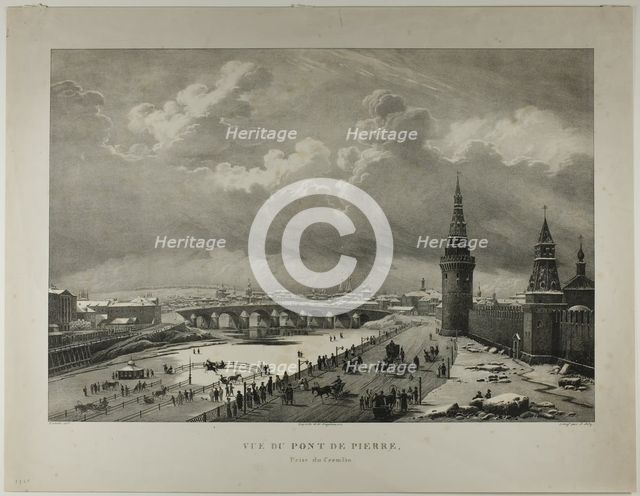 View of the Stone Bridge from the Kremlin, 1833. Creator: Alexis Victor Joly.