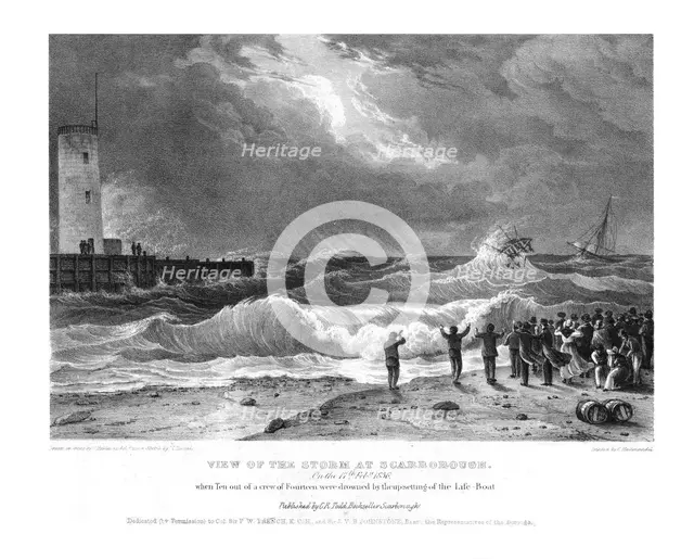 'View of the Storm at Scarborough on the 17th February 1836.' Creator: Charles Joseph Hullmandel.